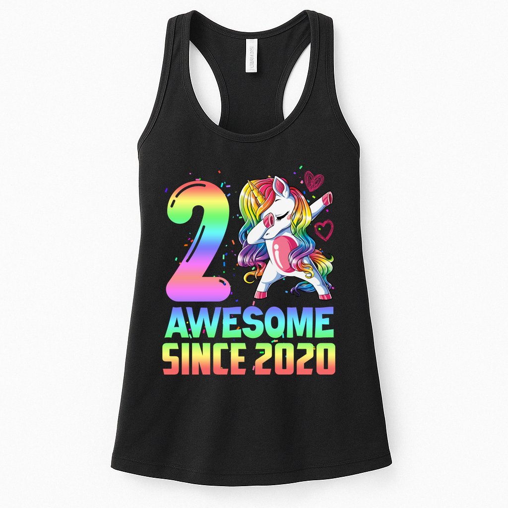 Awesome Since 2020 Unicorn 2nd Birthday 2 Years Old Womens Tank Top