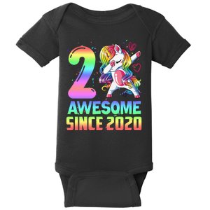 Awesome Since 2020 Unicorn 2nd Birthday 2 Years Old Baby Bodysuit