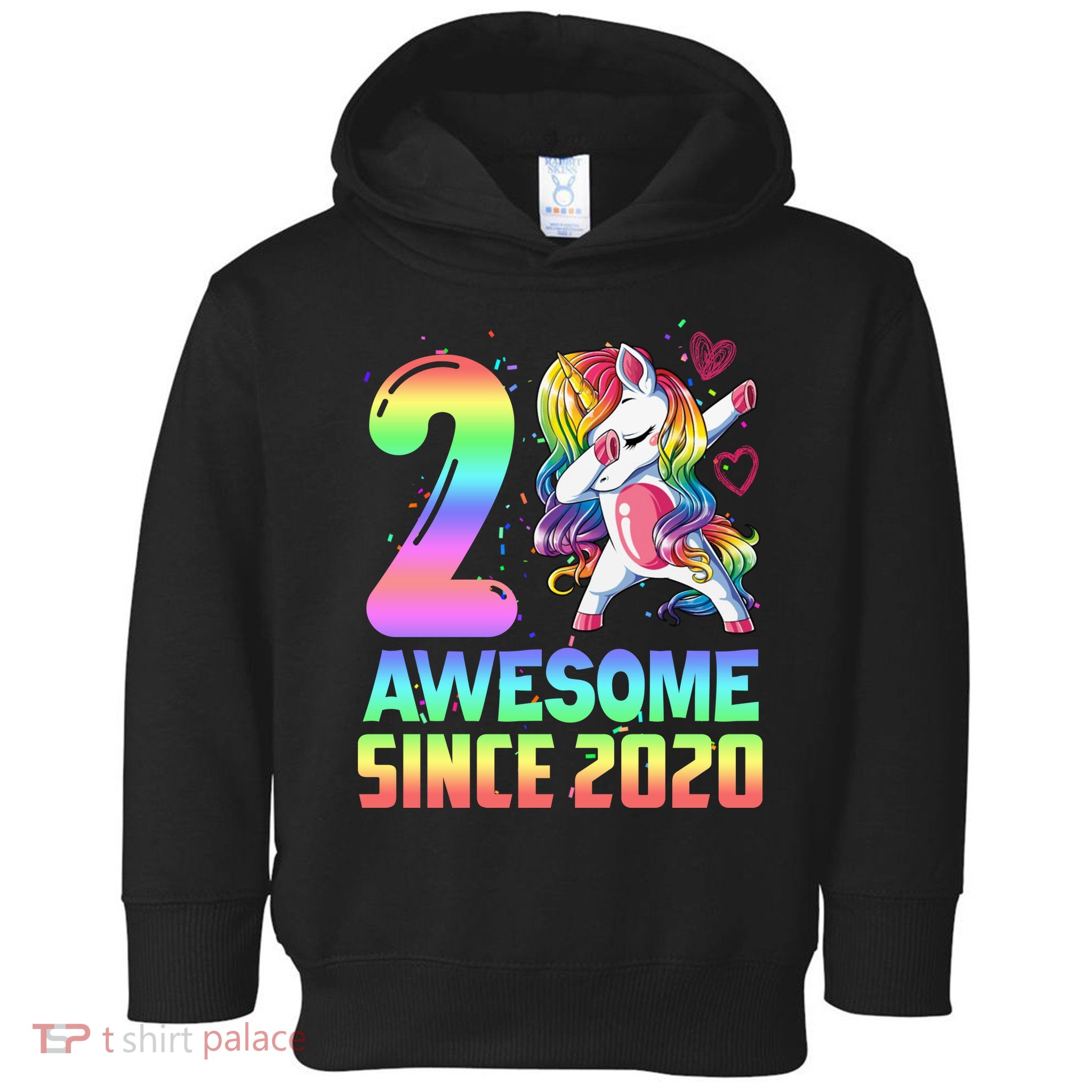 Awesome Since 2020 Unicorn 2nd Birthday 2 Years Old Toddler Hoodie