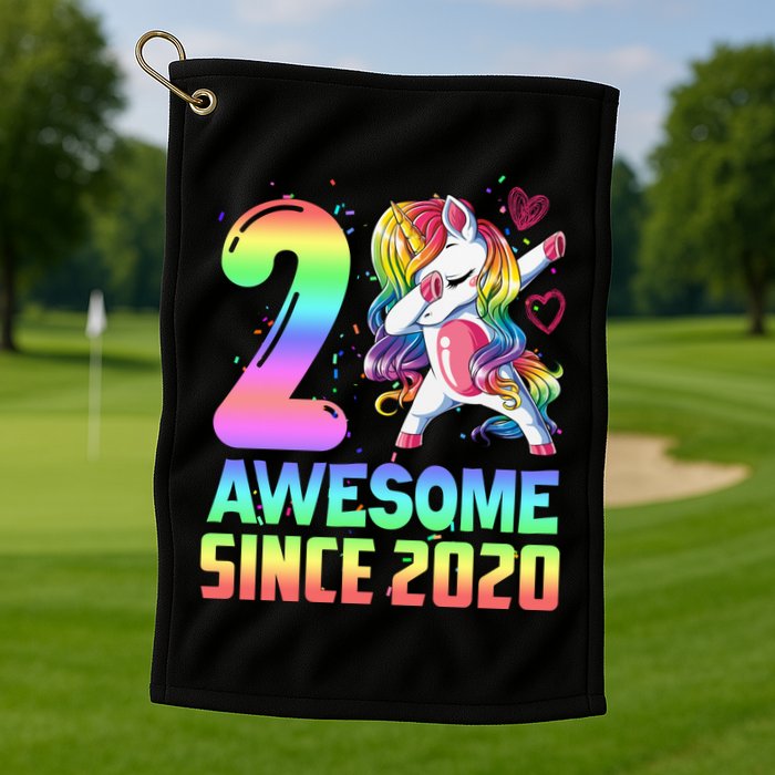 Awesome Since 2020 Unicorn 2nd Birthday 2 Years Old Golf Towel