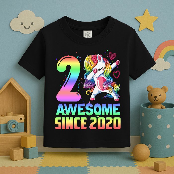 Awesome Since 2020 Unicorn 2nd Birthday 2 Years Old Toddler T-Shirt