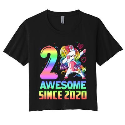 Awesome Since 2020 Unicorn 2nd Birthday 2 Years Old Crop Top