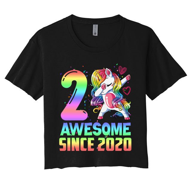 Awesome Since 2020 Unicorn 2nd Birthday 2 Years Old Crop Top
