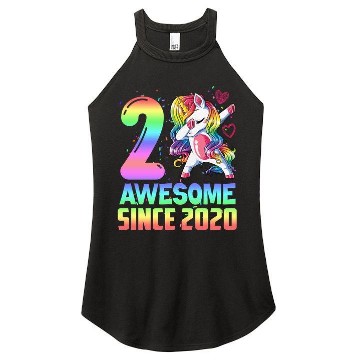 Awesome Since 2020 Unicorn 2nd Birthday 2 Years Old Women's Perfect Tri Rocker Tank