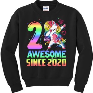 Awesome Since 2020 Unicorn 2nd Birthday 2 Years Old Kids Sweatshirt