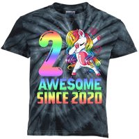 Awesome Since 2020 Unicorn 2nd Birthday 2 Years Old Kids Tie-Dye T-Shirt