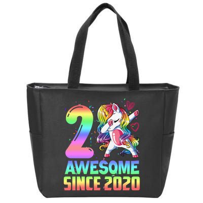 Awesome Since 2020 Unicorn 2nd Birthday 2 Years Old Zip Tote Bag