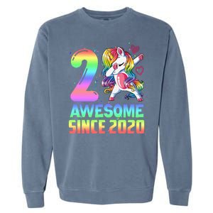 Awesome Since 2020 Unicorn 2nd Birthday 2 Years Old Garment-Dyed Sweatshirt