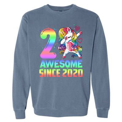 Awesome Since 2020 Unicorn 2nd Birthday 2 Years Old Garment-Dyed Sweatshirt