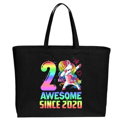 Awesome Since 2020 Unicorn 2nd Birthday 2 Years Old Cotton Canvas Jumbo Tote