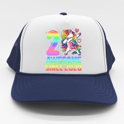 Awesome Since 2020 Unicorn 2nd Birthday 2 Years Old Trucker Hat