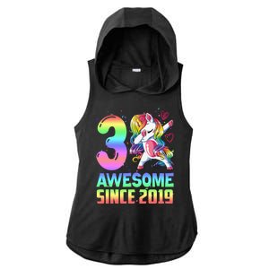 Awesome Since 2019 Unicorn 3rd Birthday 3 Years Old Ladies PosiCharge Tri-Blend Wicking Draft Hoodie Tank