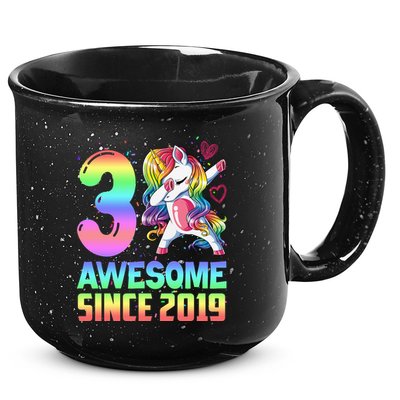 Awesome Since 2019 Unicorn 3rd Birthday 3 Years Old 15oz Campfire Ceramic Mug