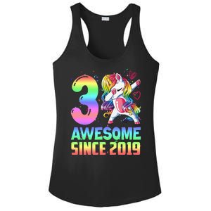 Awesome Since 2019 Unicorn 3rd Birthday 3 Years Old Ladies PosiCharge Competitor Racerback Tank