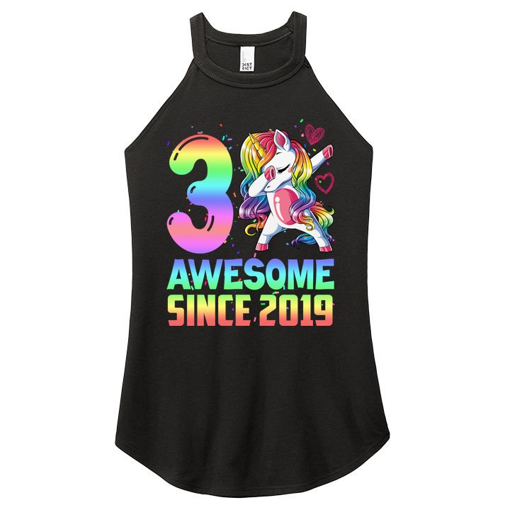 Awesome Since 2019 Unicorn 3rd Birthday 3 Years Old Women's Perfect Tri Rocker Tank