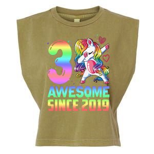 Awesome Since 2019 Unicorn 3rd Birthday 3 Years Old Garment-Dyed Women's Muscle Tee