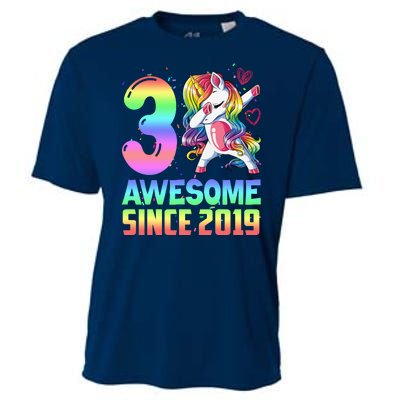 Awesome Since 2019 Unicorn 3rd Birthday 3 Years Old Cooling Performance Crew T-Shirt