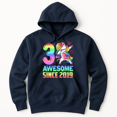 Awesome Since 2019 Unicorn 3rd Birthday 3 Years Old Hoodie