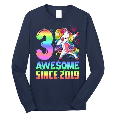 Awesome Since 2019 Unicorn 3rd Birthday 3 Years Old Long Sleeve Shirt