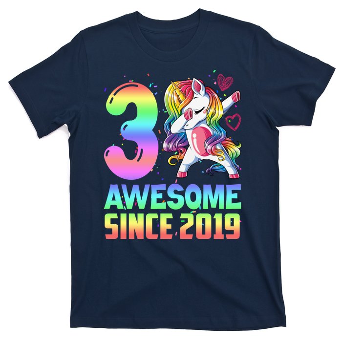 Awesome Since 2019 Unicorn 3rd Birthday 3 Years Old T-Shirt