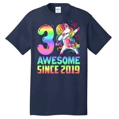 Awesome Since 2019 Unicorn 3rd Birthday 3 Years Old Tall T-Shirt