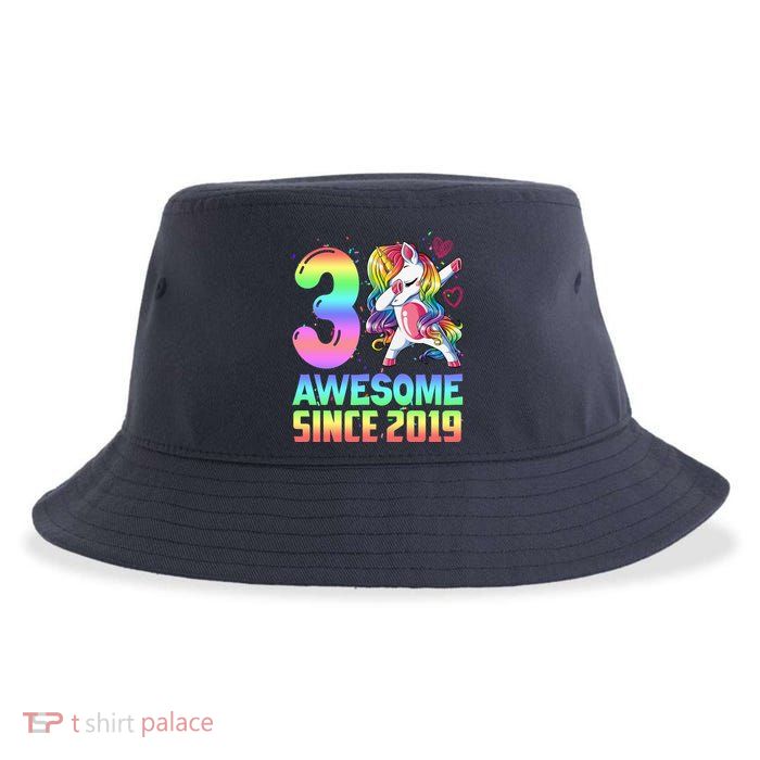 Awesome Since 2019 Unicorn 3rd Birthday 3 Years Old Sustainable Bucket Hat