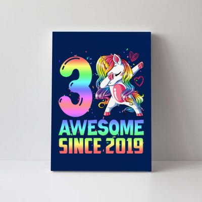 Awesome Since 2019 Unicorn 3rd Birthday 3 Years Old Canvas