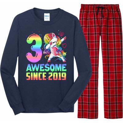 Awesome Since 2019 Unicorn 3rd Birthday 3 Years Old Long Sleeve Pajama Set