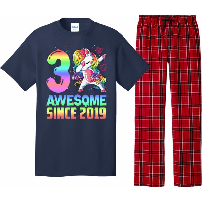 Awesome Since 2019 Unicorn 3rd Birthday 3 Years Old Pajama Set