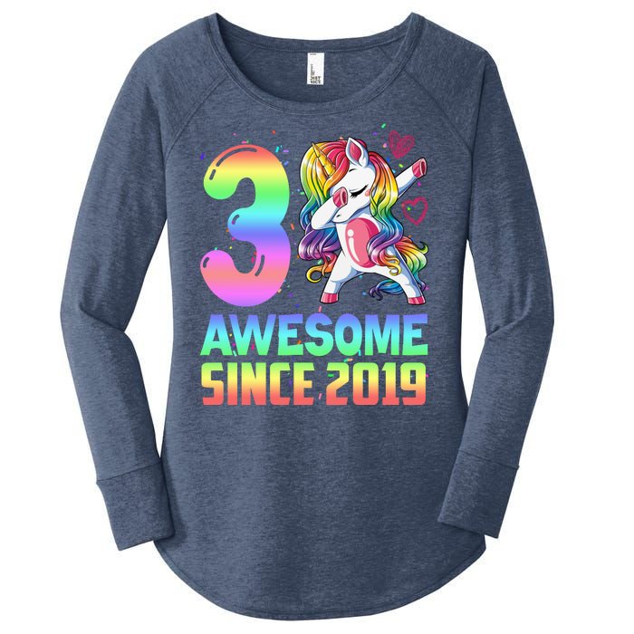 Awesome Since 2019 Unicorn 3rd Birthday 3 Years Old Women's Perfect Tri Tunic Long Sleeve Shirt