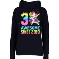 Awesome Since 2019 Unicorn 3rd Birthday 3 Years Old Womens Funnel Neck Pullover Hood