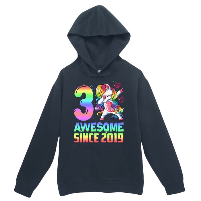 Awesome Since 2019 Unicorn 3rd Birthday 3 Years Old Urban Pullover Hoodie