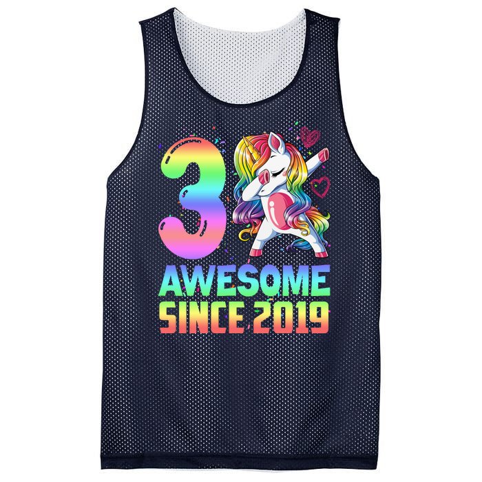 Awesome Since 2019 Unicorn 3rd Birthday 3 Years Old Mesh Reversible Basketball Jersey Tank