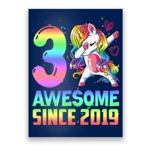 Awesome Since 2019 Unicorn 3rd Birthday 3 Years Old Poster