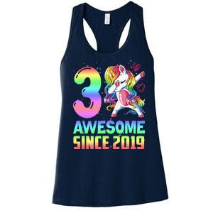 Awesome Since 2019 Unicorn 3rd Birthday 3 Years Old Women's Racerback Tank