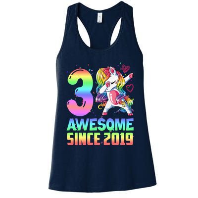Awesome Since 2019 Unicorn 3rd Birthday 3 Years Old Womens Tank Top