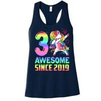 Awesome Since 2019 Unicorn 3rd Birthday 3 Years Old Women's Racerback Tank