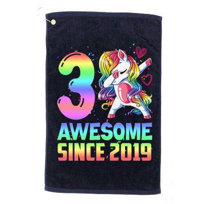 Awesome Since 2019 Unicorn 3rd Birthday 3 Years Old Golf Towel