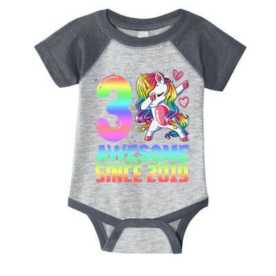Awesome Since 2019 Unicorn 3rd Birthday 3 Years Old Infant Baby Jersey Bodysuit