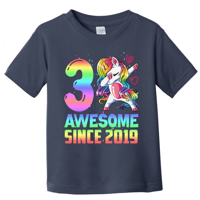 Awesome Since 2019 Unicorn 3rd Birthday 3 Years Old Toddler T-Shirt