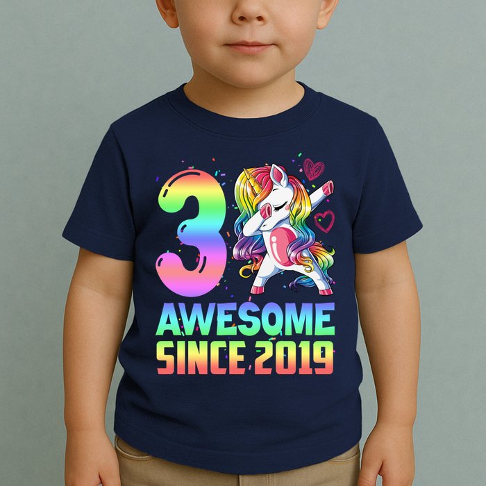 Awesome Since 2019 Unicorn 3rd Birthday 3 Years Old Toddler T-Shirt