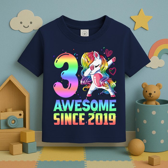 Awesome Since 2019 Unicorn 3rd Birthday 3 Years Old Toddler T-Shirt