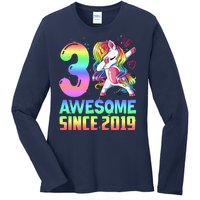 Awesome Since 2019 Unicorn 3rd Birthday 3 Years Old Ladies Long Sleeve Shirt