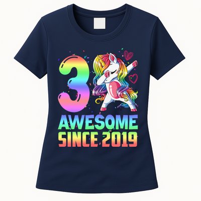 Awesome Since 2019 Unicorn 3rd Birthday 3 Years Old Womens T-Shirt