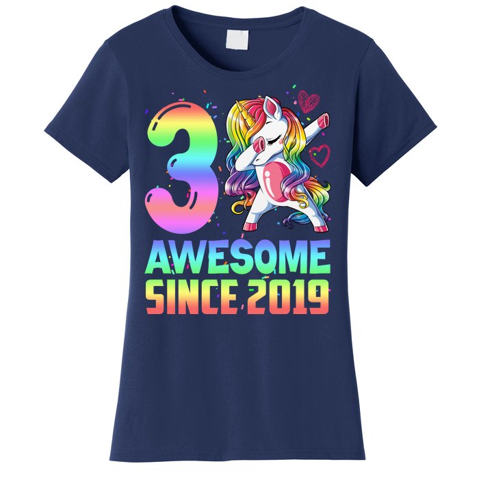 Awesome Since 2019 Unicorn 3rd Birthday 3 Years Old Women's T-Shirt