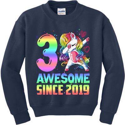 Awesome Since 2019 Unicorn 3rd Birthday 3 Years Old Kids Sweatshirt