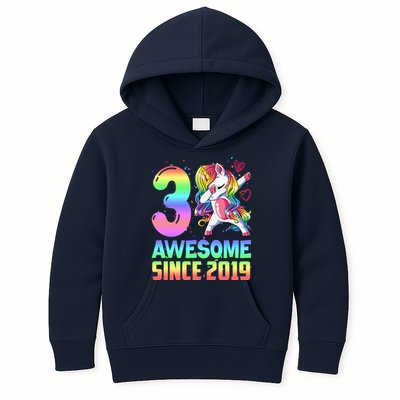 Awesome Since 2019 Unicorn 3rd Birthday 3 Years Old Kids Hoodie
