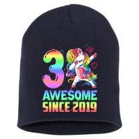 Awesome Since 2019 Unicorn 3rd Birthday 3 Years Old Short Acrylic Beanie