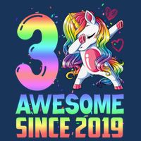 Awesome Since 2019 Unicorn 3rd Birthday 3 Years Old Short Acrylic Beanie