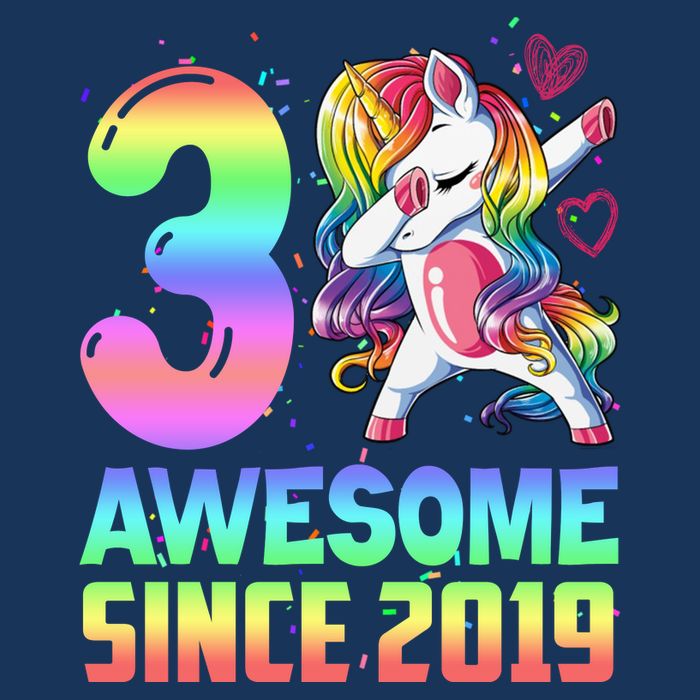 Awesome Since 2019 Unicorn 3rd Birthday 3 Years Old Short Acrylic Beanie